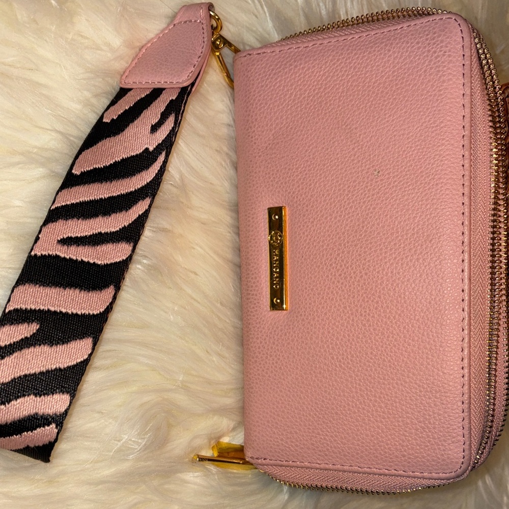 Joy Mangano Pink Wristlet with Zebra Strap